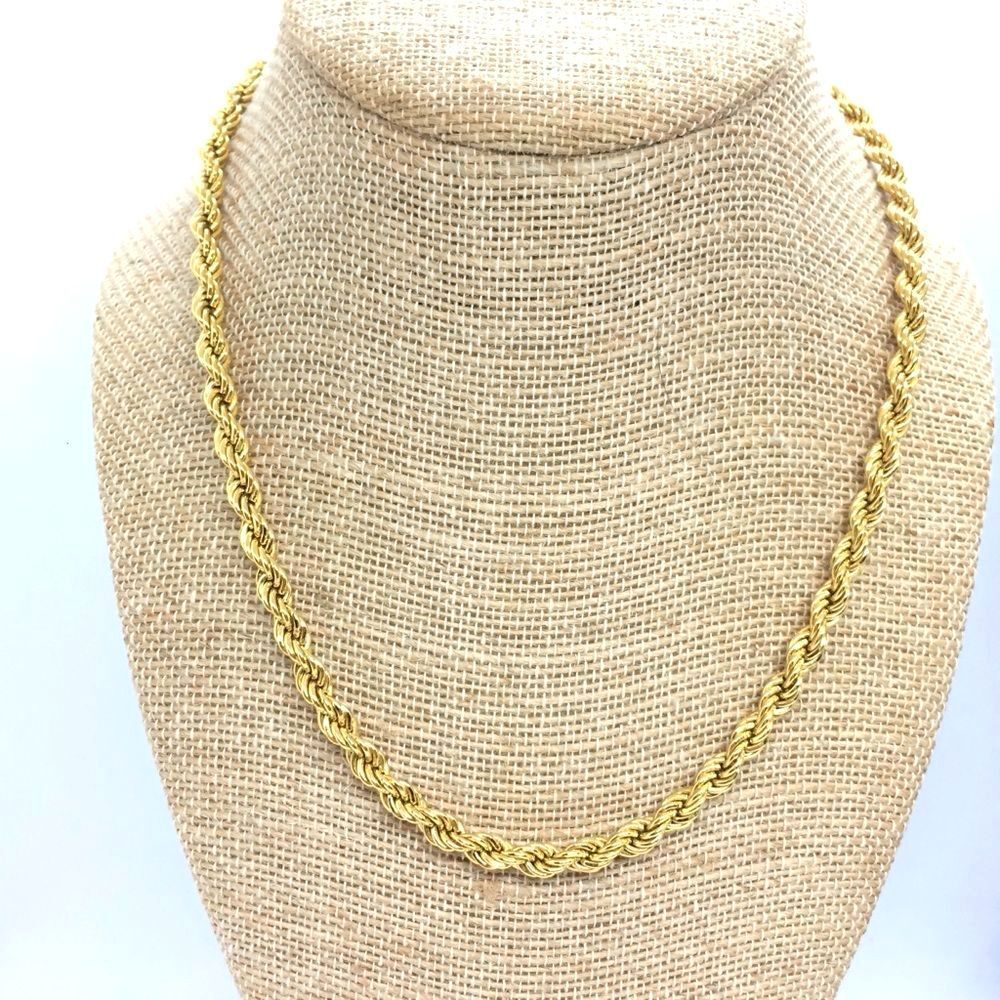 Vintage Monet Necklace Rope Chain Gold Tone Twisted Minimalist Quiet Luxury